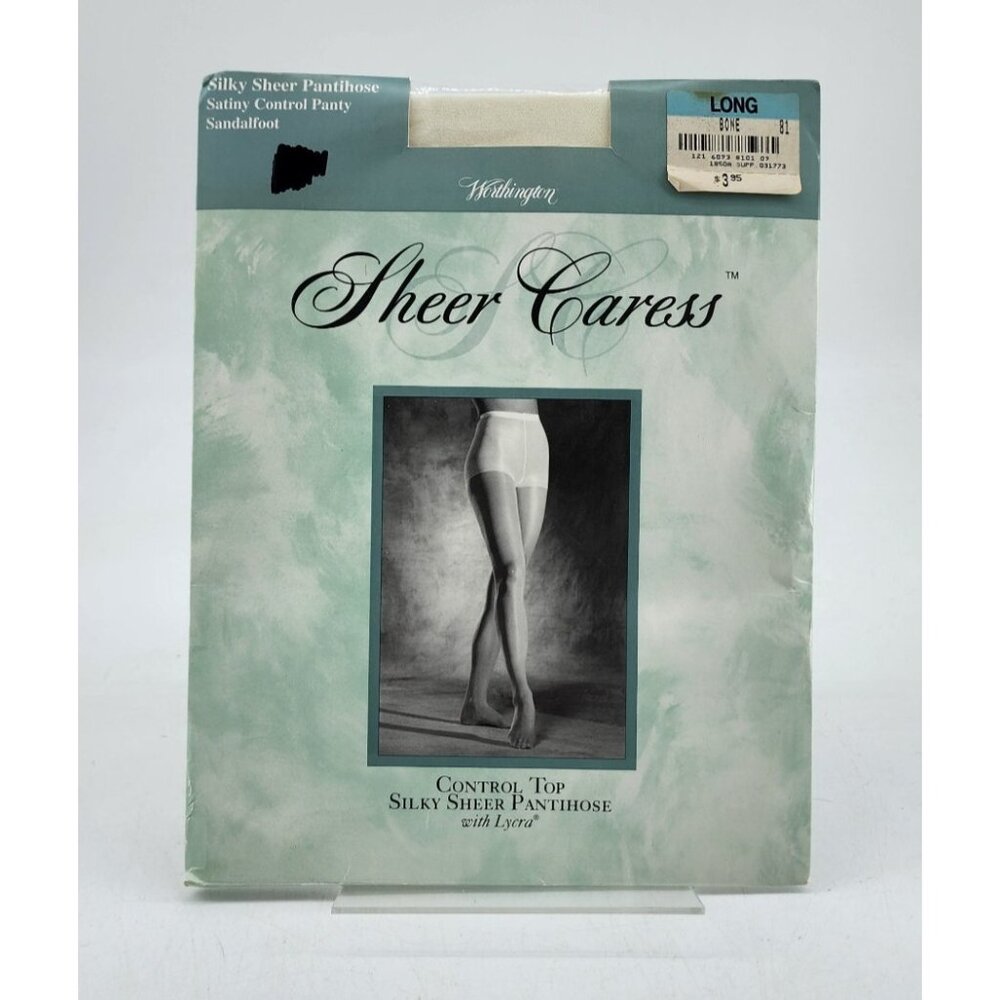 Worthington Sheer Caress Silky Sheer Control Top Sandalfoot Pantyhose‎ Bone Long